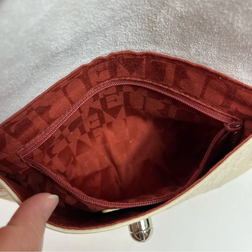 FURLA Bag Ostrich 3 Way Leather Clutch Crossbody